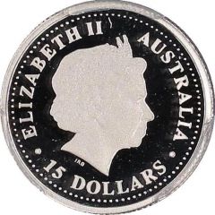 15 Dollars - Elizabeth II 4th Portrait - Sturt’s Desert Pea - Platinum Bullion Coin