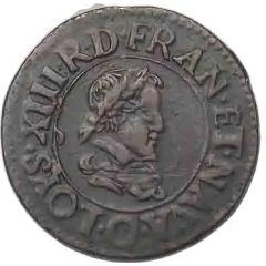Double Tournois - Louis XIII Riom mint, 1st type