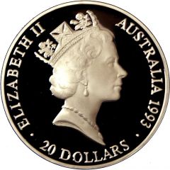 20 Dollars - Elizabeth II 3rd Portrait - Olympics 100 Years - Silver Proof