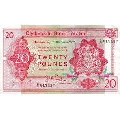 20 Pounds Clydesdale Bank
