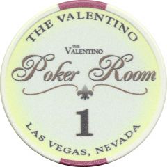 1 Dollar Poker Chip - The Valentino Poker Room Las Vegas, Nevada