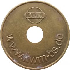 KWM token - Logo Website / Münzprüfer KWM Braunschweig 26 mm, hole, no circle on obverse