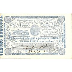 4 Pesos Tesoro Nacional - Blue type
