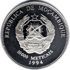 10 000 Meticais 1994 World Cup USA, soccer player, with 999