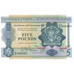 5 Pounds Clydesdale and North of Scotland Bank