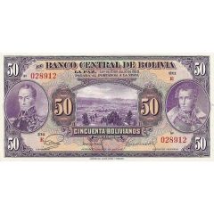 50 Bolivianos Red reverse