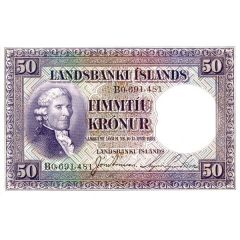 50 Krónur Landsbanki Íslands, violet colour