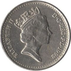 5 Pence - Elizabeth II 3rd portrait, small type