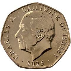 50 Pence - Charles III VE Day - Churchill; Gold plated