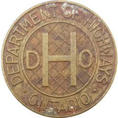 Toll Token - Ontario Department of Highways Class 1 vehicle, Large crosshatching