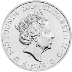 100 Pounds - Elizabeth II 2 oz Fine Silver, Trafalgar Square