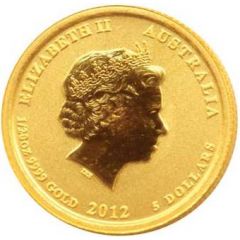 5 Dollars - Elizabeth II 4th Portrait - Year of the Dragon - Gold Bullion Coin
