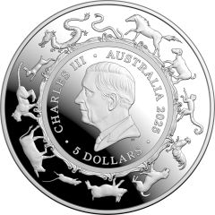 5 Dollars - Charles III 1st Portrait - Year of the Snake, Domed
