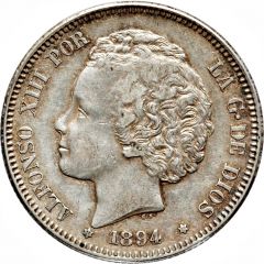2 Pesetas - Alfonso XIII 2nd portrait