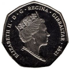 50 Pence - Elizabeth II Summer Olympic Games - Equestrian, colourised version