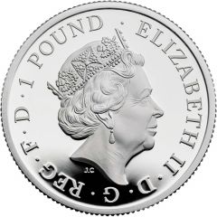 1 Pound - Elizabeth II 5th portrait, 1/2 oz Fine Silver