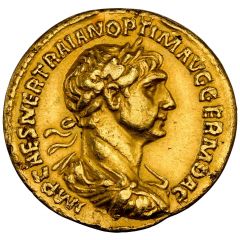 Aureus - Trajan PARTHICO P M TR P COS VI P P S P Q R, Sol