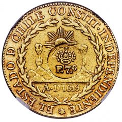 8 Escudos - Ferdinand VII Countermarked on Chile 8 Escudos