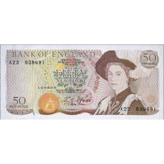 50 New Pence - Elizabeth II Series D; Sir Walter Raleigh, Unissued
