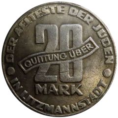 20 Mark Jewish Ghetto Coinage Ag