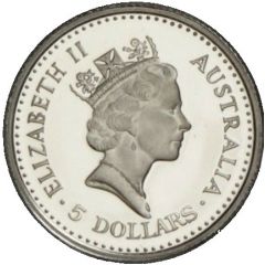 5 Dollars - Elizabeth II 3rd Portrait - Koala - Platinum