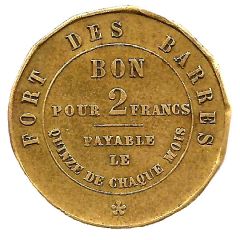 2 Francs Entreprise Morel - Fort des barres