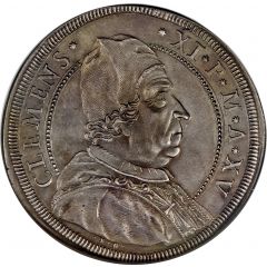 1 Piastra - Clemente XI Bust - Papal arms