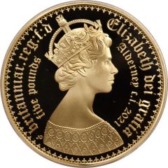 5 Pounds - Elizabeth II Gothic - Quartered Arms, Gold