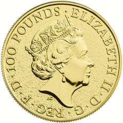 100 Pounds - Elizabeth II Lion of England, 1 oz Fine Gold