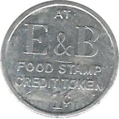 1 Cent - E & B Food Stamp Credit Token Brooklyn, New York