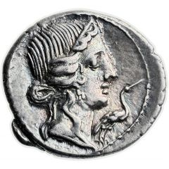 Denarius Caecilia: Quintus Caecilius Metellus Pius, Q•C•M•P•I