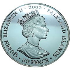 50 Pence - Elizabeth II Walking queen, silver, colored