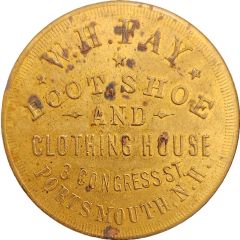 Token - W.H. Fay Boot, Shoe and Clothing House Portsmouth, New Hampshire