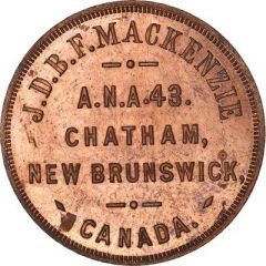 Masonic Penny - J.D.B.F. Mackenzie Chatham, New Brunswick