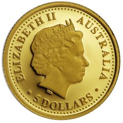 5 Dollars - Elizabeth II 4th Portrait - King Brown Snake, Gold Proof