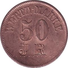 50 Pfennig Werth-Marke, Countermarked `JR`