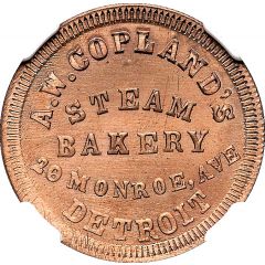 Cent - Civil War Merchant Token - A.W. Copland Steam Bakery Detroit, Michigan