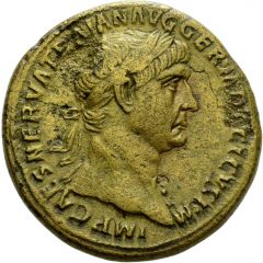 Sestertius - Trajan TR P VII IMP IIII COS V P P S C, Pax