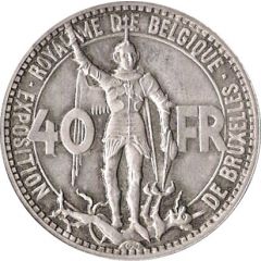 40 Francs Brussels Exposition - Pattern - Plain edge