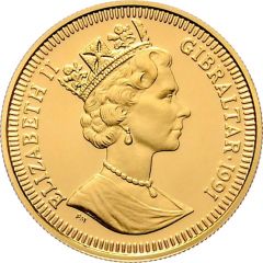 70 ECUs / 50 Pounds - Elizabeth II Charlemagne, facing left, gold .9999