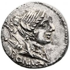 Denarius Postumia: Aulus Postumius Albinus, ROMA / A•ALBINVS•S•F