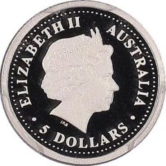 5 Dollars - Elizabeth II 4th Portrait - Koala - Platinum