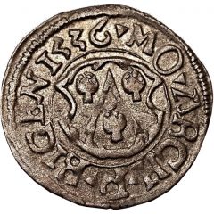 1 Schilling - Thomas Schöning Koknese, fancy cross, smooth top, with border and with regular staffs
