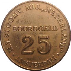 Token - 25 Boordgeld Stoomvaart Maatschappij Nederland