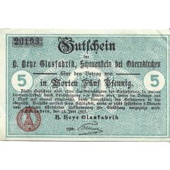 5 Pfennig H. Heye Glasfabrik Schauenstein