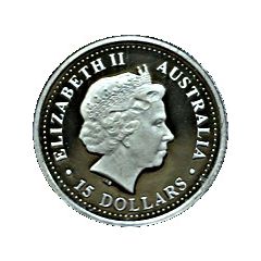 15 Dollars - Elizabeth II 4th Portrait - Black-Anther Flax-Lily - Platinum Bullion Coin