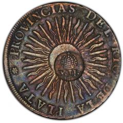 8 Reales - Isabella II Countermark on Argentina 8 Soles