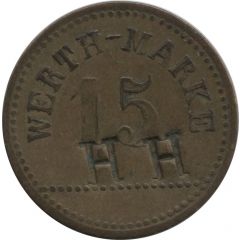 15 Pfennig Werth-Marke Countermarked 'HH'