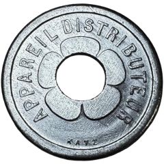 Jeton prime - appareil distributeur trou rond, laiton plaqué nickel