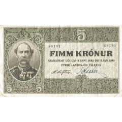5 Krónur - Christian IX Posthumous, Landssjóður Íslands
